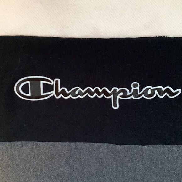 Champion Reverse Weave White/ Black/ Gray Cropped Hoodie. Size M (L) - Picture 7 of 10